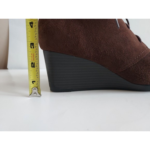 Ladies Clarks Bendables Crystal Peri Brown Suede Lace Up Wedge Boots Size 10M - Picture 5 of 8